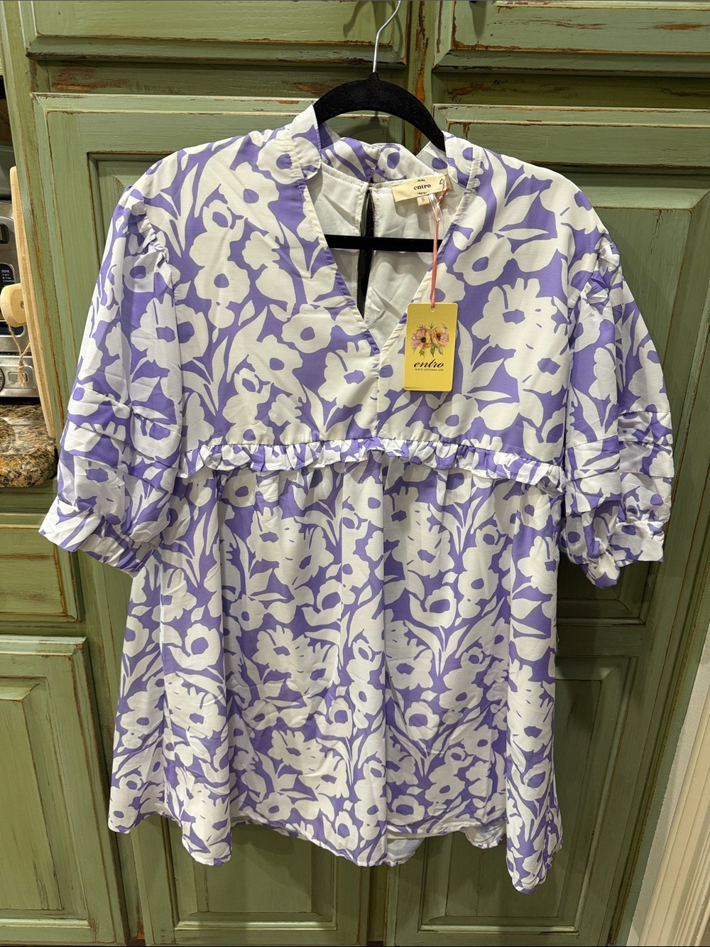 entro Lavender and White Floral Babydoll Dress